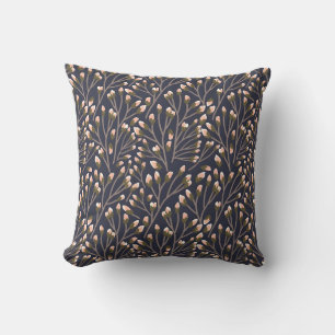 Vintage-style blue colour botanical pattern  throw pillow