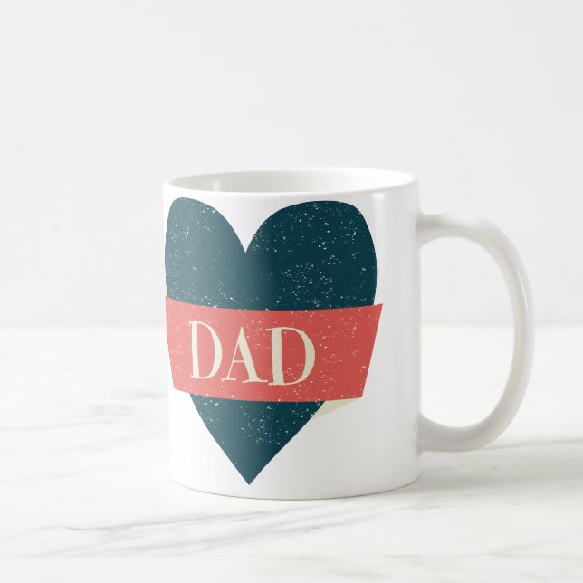 Vintage Style Blue Heart Dad Mug (Right)