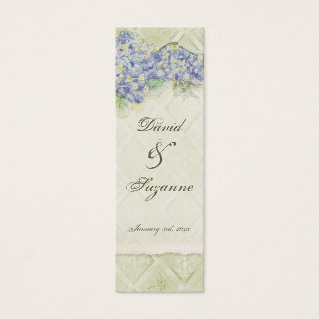 Vintage Style Blue Hydrangea Floral Swirl Damask (Front)