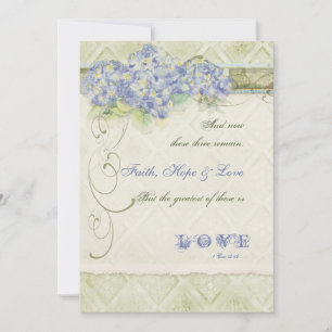 Vintage Style Blue Hydrangea Floral Swirl Damask Invitation
