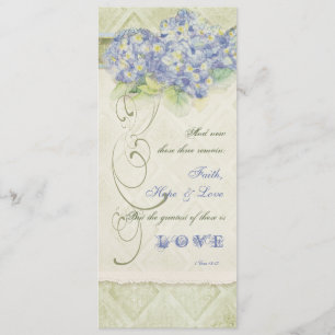 Vintage Style Blue Hydrangea Floral Swirl Damask Menu