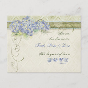 Vintage Style Blue Hydrangea Floral Swirl Damask RSVP Card