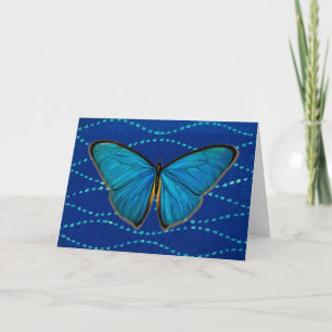 Vintage Style Blue on Blue Butterfly Art Note Card