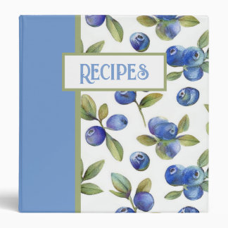 Vintage Style Blueberry Print Recipe Binder
