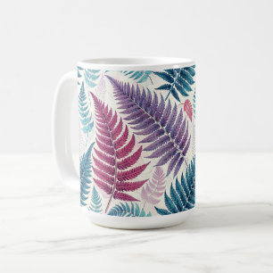 Vintage-style botanical fern leaves coffee mug