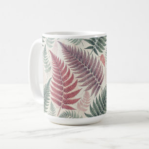 Vintage-style botanical fern leaves coffee mug