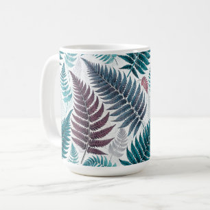 Vintage-style botanical fern leaves coffee mug