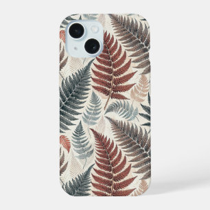 Vintage-style botanical fern leaves iPhone 15 case