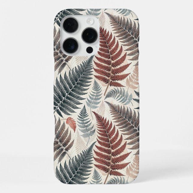 Vintage-style botanical fern leaves iPhone case (Back)