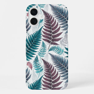 Vintage-style botanical fern leaves iPhone 16 plus case