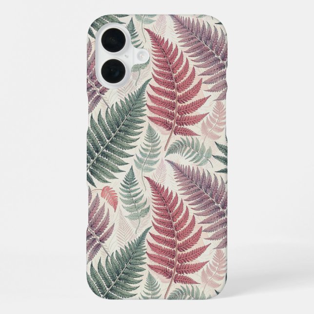Vintage-style botanical fern leaves iPhone case (Back)