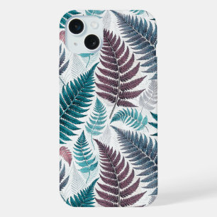Vintage-style botanical fern leaves iPhone 15 plus case