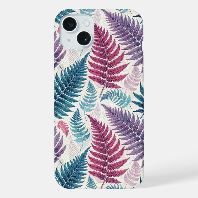 Vintage-style botanical fern leaves iPhone case (Back)