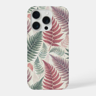 Vintage-style botanical fern leaves iPhone 15 pro case