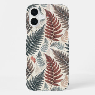 Vintage-style botanical fern leaves iPhone 16 plus case
