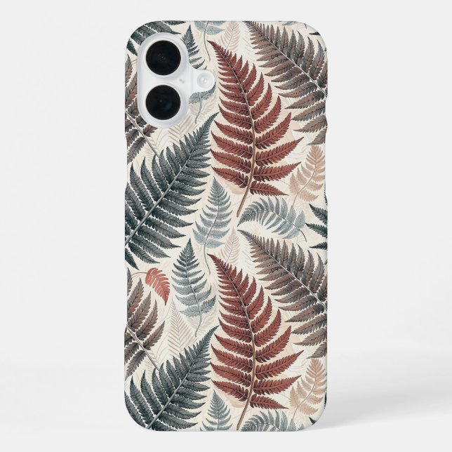 Vintage-style botanical fern leaves iPhone case (Back)