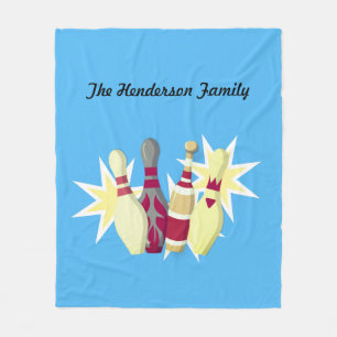 Vintage-style Bowling Fleece Blanket