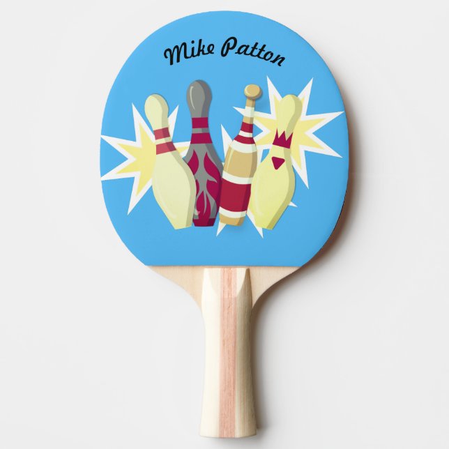 Vintage-style Bowling Ping Pong Paddle (Front)