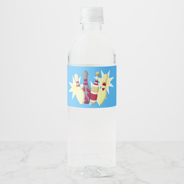 Vintage-style Bowling Water Bottle Label (Front)