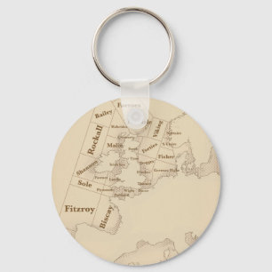 Vintage style British Isles Shipping Forecast Keychain