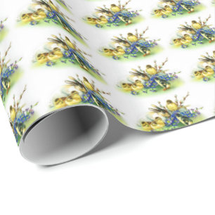 Vintage Style Bunny & Chicks Easter Wrapping Paper