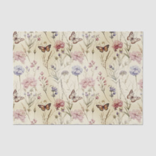 Vintage Style Butterflies and Flowers Decoupage Tissue Paper