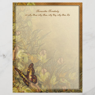 Vintage Style Butterfly Illustration Letterhead
