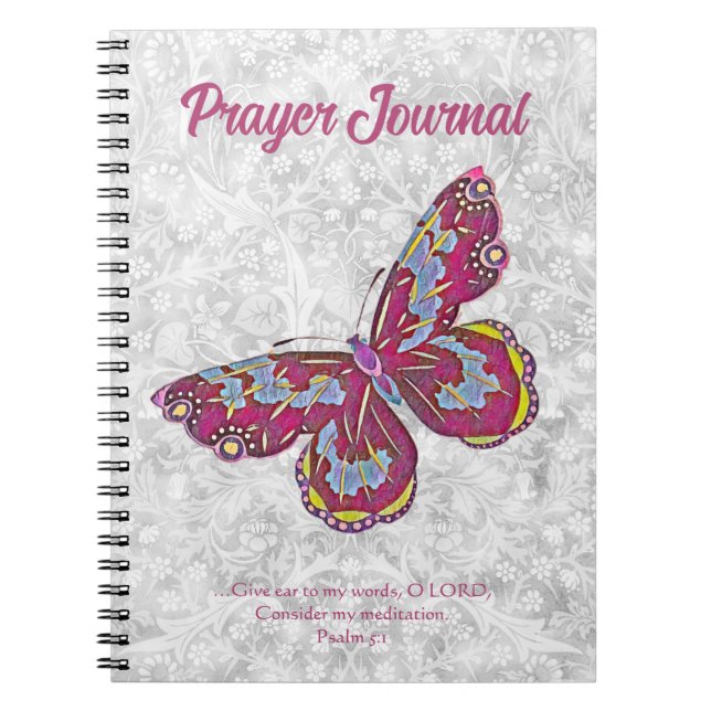 Vintage Style Butterfly Prayer Journal Notebook (Front)