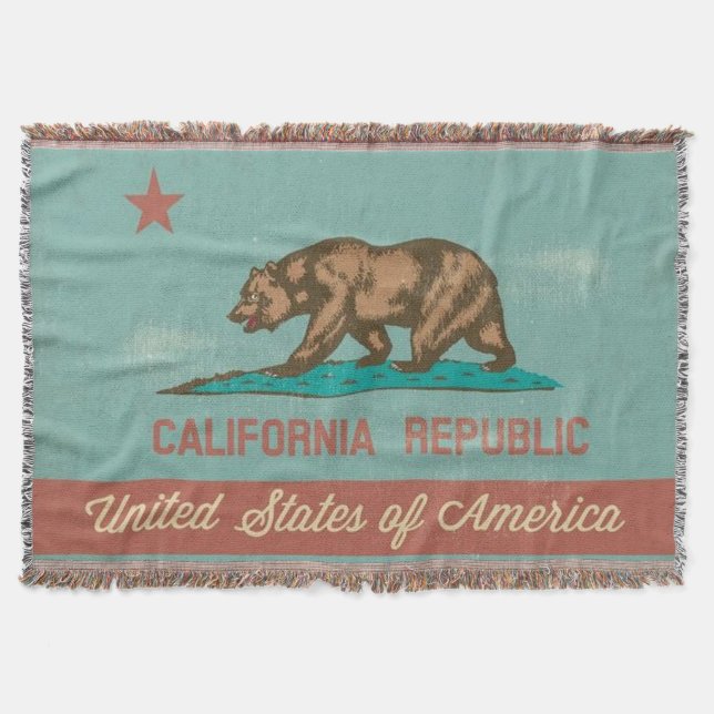 Vintage Style California Flag Throw Blanket (Front)
