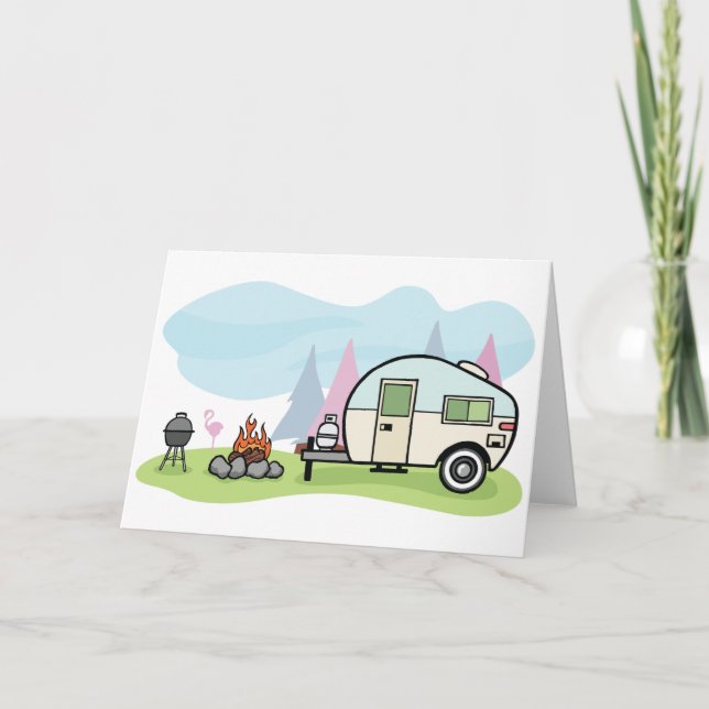 Vintage Style Camper Greeting Cards (Front)