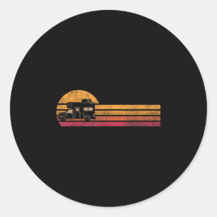 Vintage Style Camper Van Silhouette Retro Camping  Classic Round Sticker