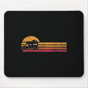Vintage Style Camper Van Silhouette Retro Camping Mouse Pad