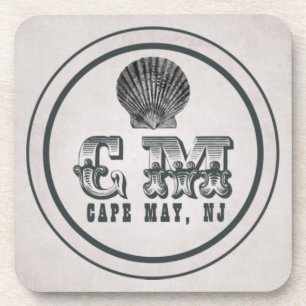 Vintage Style Cape May NJ Beach Tag Drink Coasters