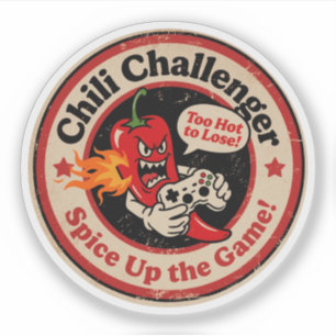 Vintage Style Cartoon Chili with Controller Gamer 