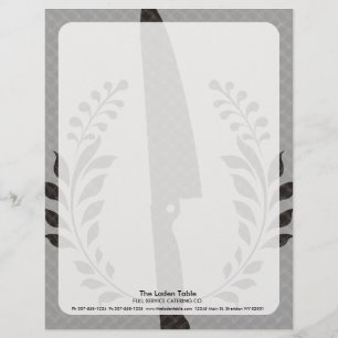 Vintage style chef's knife cooking food catering letterhead