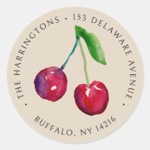 Vintage Style Cherries Hand-Drawn Return Address 