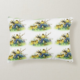 Vintage Style Chicks & Bunny Easter Pillow