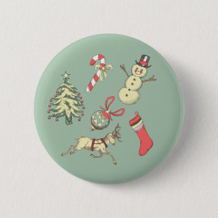 Vintage Style Christmas 2 Inch Round Button