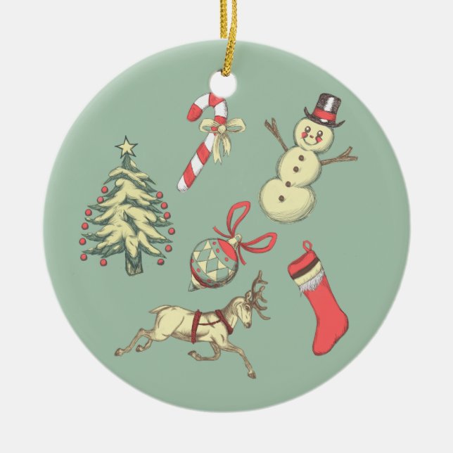 Vintage Style Christmas Ceramic Ornament (Front)