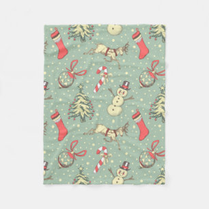 Vintage Style Christmas Fleece Blanket