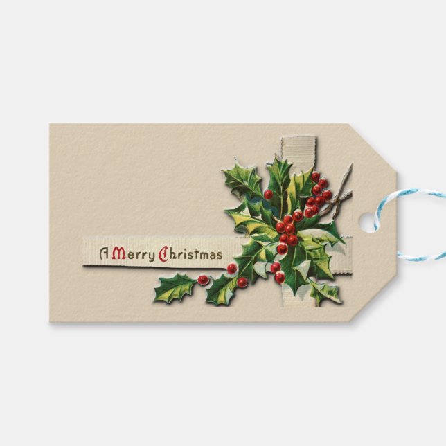 Vintage style christmas gift tags (Front (Horizontal))