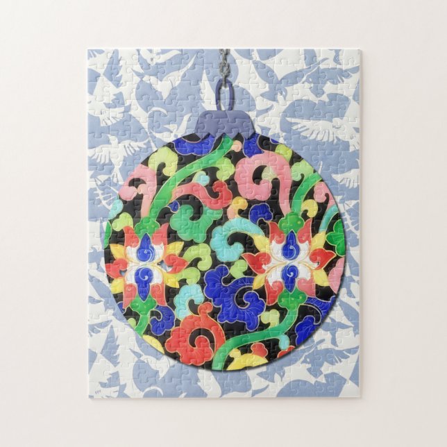 Vintage Style Christmas Holiday Ornament Puzzle (Vertical)