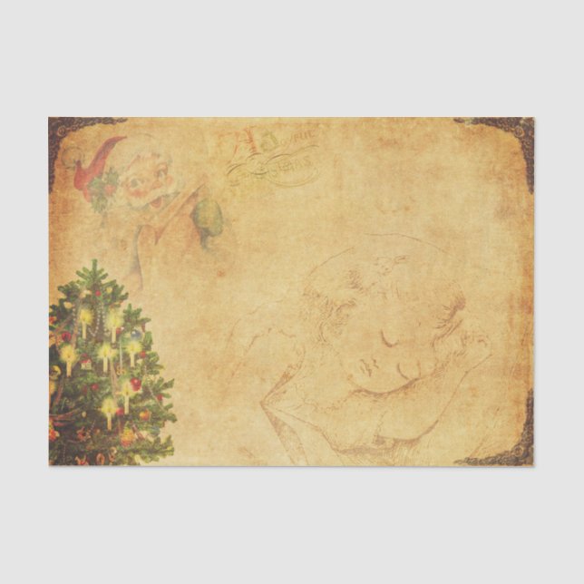 Vintage Style Christmas Illustration  Tissue Paper (Front)