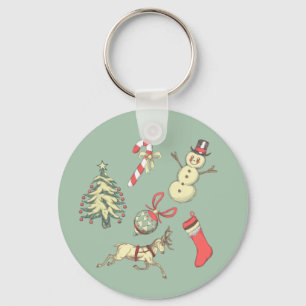 Vintage Style Christmas Keychain