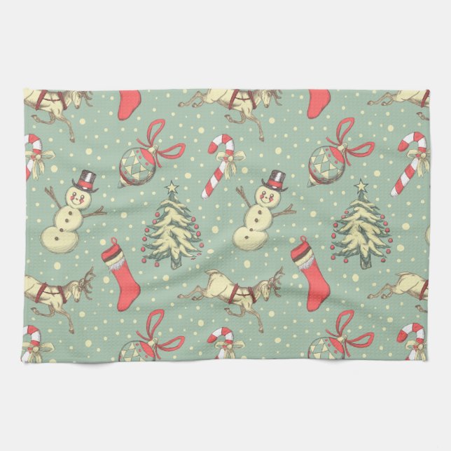 Vintage Style Christmas Kitchen Towel (Horizontal)