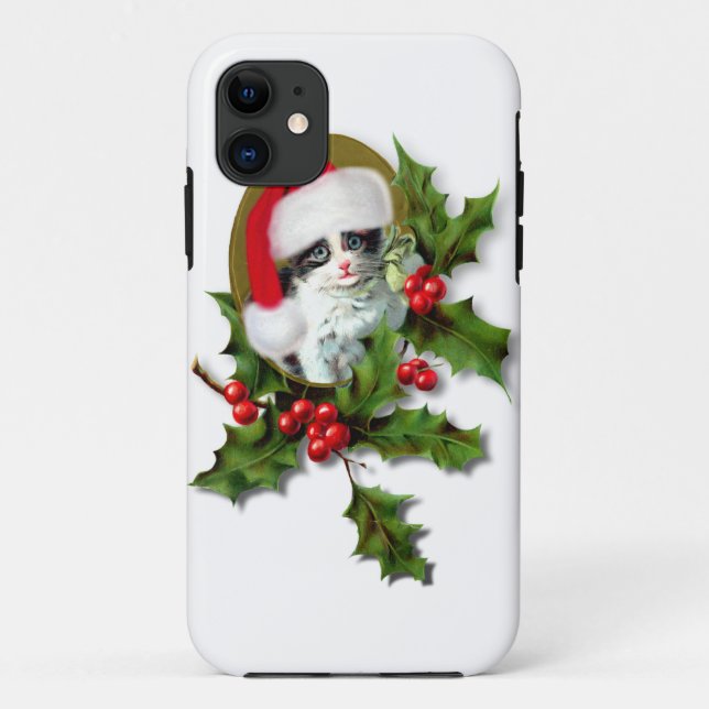 Vintage Style Christmas Kitten Case-Mate iPhone Case (Back)
