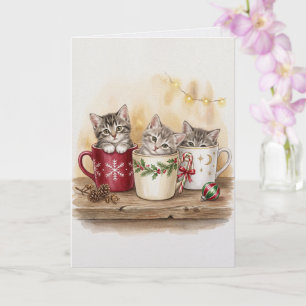 Vintage Style Christmas Kittens Charming Card