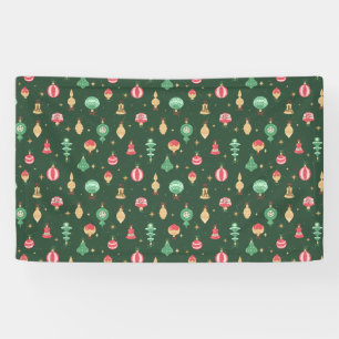 Vintage Style Christmas Ornament Pattern - Green Banner