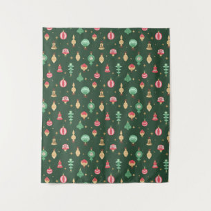 Vintage Style Christmas Ornament Pattern - Green Tapestry