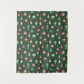 Vintage Style Christmas Ornament Pattern - Green Tapestry